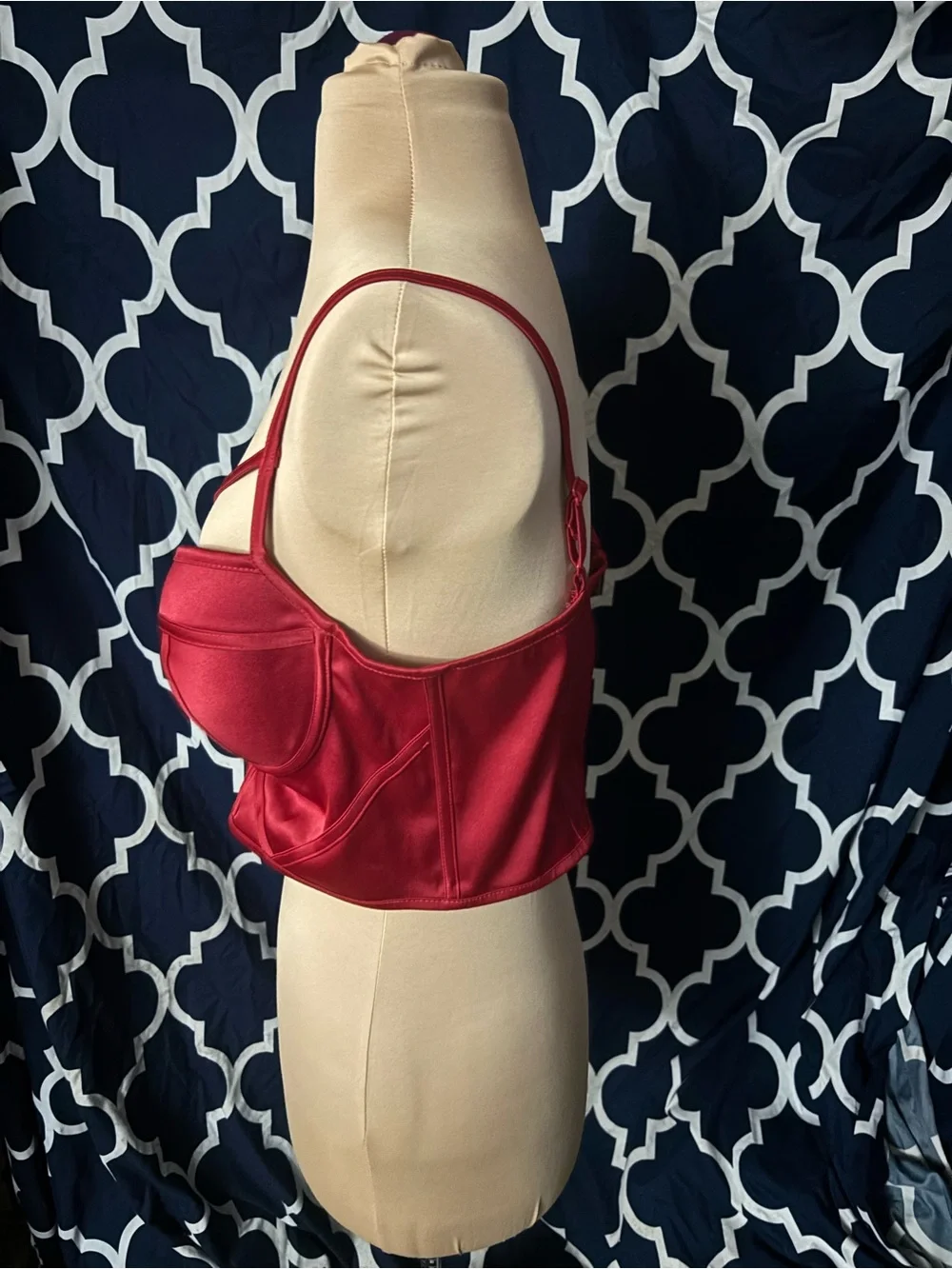 Charlotte Russe Red Strappy Satin Longline Bustier